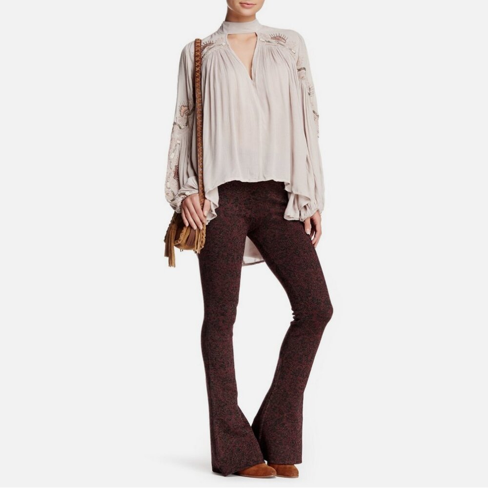 Free People Metallic Jacquard Printed Flare Pant